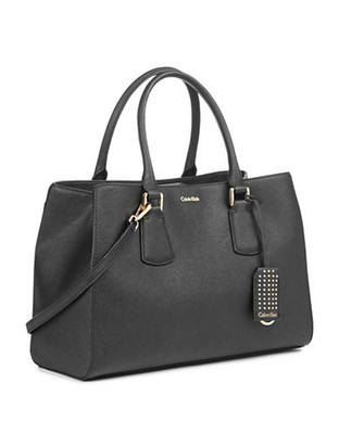 Calvin Klein Kate Saffiano Leather Tote - Black/Gold