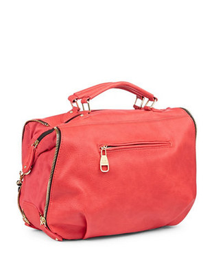 Steve Madden Slouchy Satchel with Faux Suede Sides - Red