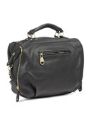 Steve Madden Slouchy Satchel with Faux Suede Sides - BLACK