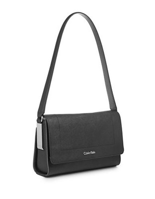Calvin Klein Sanremo Saffiano Leather Shoulder Bag - Black