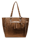 Jessica Simpson Faux Embossed Croc Tote - Whiskey
