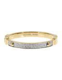 Michael Kors Gold Tone Hinge Bangle With Clear Pave And Astor Studs - GOLD