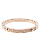Michael Kors Rose Gold Tone Hinge Bangle With Clear Pave And Astor Studs - ROSEGOLD