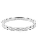 Michael Kors Silver Tone Hinge Bangle With Clear Pave And Astor Studs - SILVER