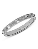 Michael Kors Silver Tone With Clear Pave Pyramid Hinge Bangle - Silver