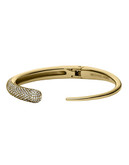 Michael Kors Gold Tone With Clear Pave Asymmetrical Open Cuff Hinge Bangle - Gold