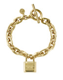Michael Kors Gold Tone Chain Link Padlock Toggle Bracelet - Gold