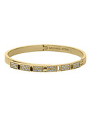 Michael Kors Gold Tone With Clear Pave Turn Lock Hinge Bangle - Gold