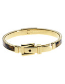 Michael Kors Gold Tone  Tortoise Acetate Buckle Hinge Bangle Bracelet - Gold