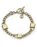 Michael Kors Gold Tone Padlock Stations Toggle Bracelet - Gold