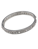 Carolee Deco Crystal Hinged Bangle Bracelet - Silver