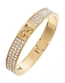 Betsey Johnson Crystal Bow Hinged Bangle Bracelet - GOLD