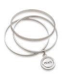 Carolee Word Play Double Take PEACE Mixer Bangle Bracelet in Silver - Silver