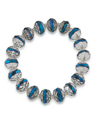 Carolee Cosmic Reflections Blue Rondelle Stretch Bracelet - Silver