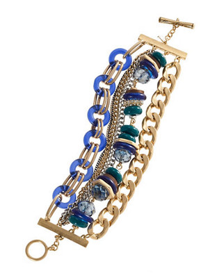 Kenneth Cole New York Multi Row Beaded Toggle Bracelet - BLUE