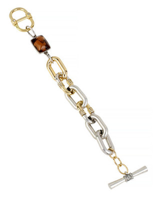 Kenneth Cole New York Topaz Faceted Bead Pave Link Toggle Bracelet - Topaz