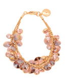 Jones New York Gold tone 3 row shaky bead bracelet - Pink