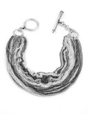 Kenneth Cole New York Silver Multi Chain Toggle Bracelet - Silver