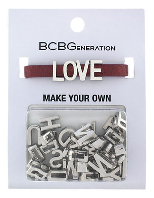 Bcbgeneration Holiday Myo Kit Light Antique Rhodium Plated Base Metal PVC Love Bracelet - Red