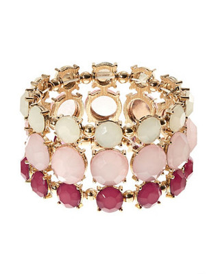 Expression Faceted Stone Stretch Bracelet - red