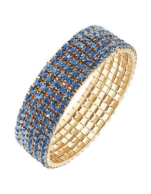 Expression Five Row Crystal Stretch Bracelet - Blue