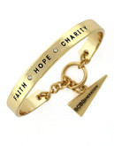 Bcbgeneration Softly Spoken Gold Plated Glass Faith-Hope-CharityToggle Bracelet - Gold