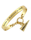 Bcbgeneration Softly Spoken Gold Plated Glass Happy-Blessed-Free Toggle Bracelet - Gold