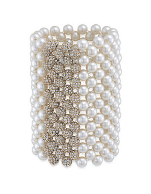Carolee Lux Life of the Party Wide Stretch Bracelet - White