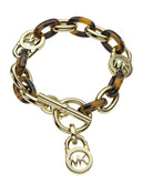Michael Kors Gold Tone Tortoise Acetate Link Bracelet - Gold