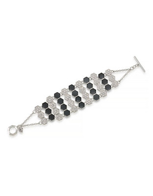 Carolee Deco Nights Dramatic Bracelet Silver Tone Crystal  Bracelet - Black