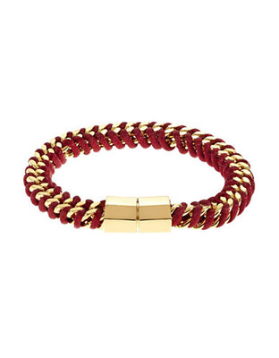 Trina Turk Satin Wrapped Curb Chain Bracelet - Red