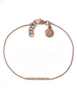 Michael Kors Rose Gold Tone Clear Pave Bar Detail Delicate Chain Bracelet - Rose Gold