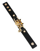 Betsey Johnson Leopard Faux Leather Snap Bracelet - Black