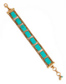 Lucky Brand Gold Tone Semi Precious Stone Strand Bracelet - Turquoise