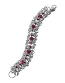 424 Fifth Link and Stone Bracelet - Red