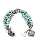 Lucky Brand Lucly Brand Silver Tone Turquoise Beaded Tassle Bracelet - Turquoise