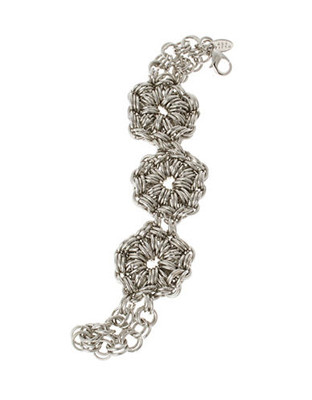 424 Fifth Mesh Flower Chain Bracelet - Silver