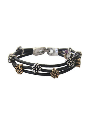 Lucky Brand Two-Tone Flower Woven Bracelet - Black