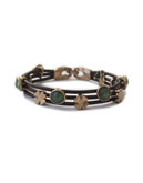 Lucky Brand Green stone woven leather bracelet - Green