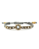 Vince Camuto Jewel Purpose Macrame Gold Plated Glass Wrap Bracelet - Grey