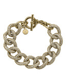 Michael Kors Gold Tone Clear Pave Curb Chain Toggle Bracelet - Gold