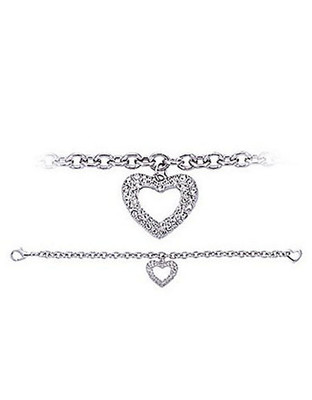 Swarovski Open Heart Charm Bracelet - Silver