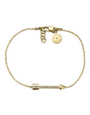 Michael Kors Gold Tone Clear Pave Arrow Motif Delicate Bracelet - Gold