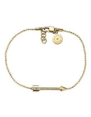 Michael Kors Gold Tone Clear Pave Arrow Motif Delicate Bracelet - Gold