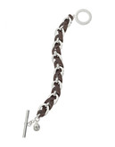 Lauren Ralph Lauren Woven Leather Toggle Clasp Bracelet - Silver