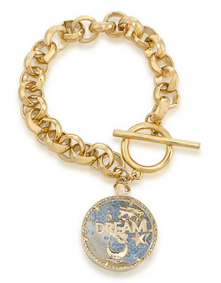Carolee Word Play Shake Dont Stir DREAM Bracelet Gold Tone Crystal Charm Bracelet - Gold