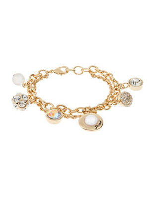 Guess Faux Pearl and Fireball Charm Bracelet - Gold