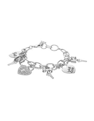 Guess Key and Heart Charm Bracelet - Silver