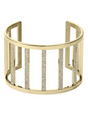 Michael Kors Gold Tone Clear Pave Wide Bar Open Cuff - Gold