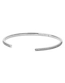 Michael Kors Silver Tone Clear Pave Thin Bar Open Cuff - Silver